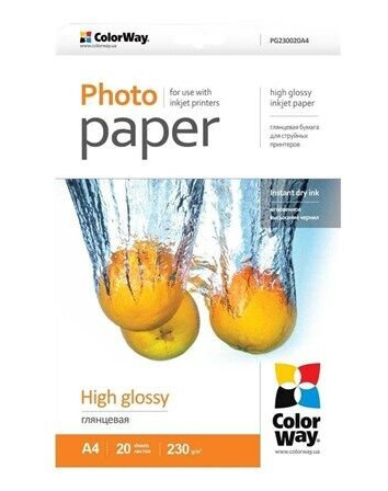 ColorWay - photo paper - high-glossy - 20 sheet(s) - A4 - 230 g/m²