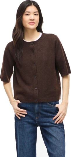 Vila Viliga 2/4 O Neck Knit Cardigan Noos Brown L