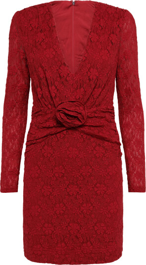 ROTATE Lace V Neck Mini Dress Red 34