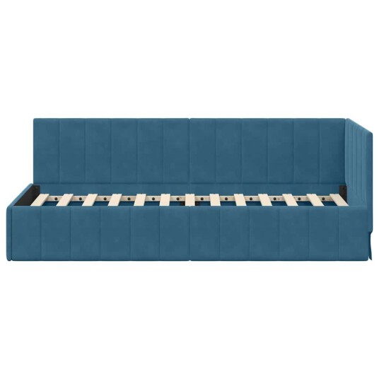 Hjørnesengramme med hodegjerde Blå 80 x 200 cm Fløyel Hjørnesengramme med hodegjerde Blå 80 x 200 cm Fløyel