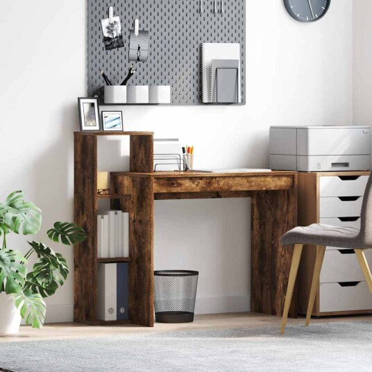 Skrivebord Røkt eik Sponplate Medium Skrivebord Rektangulært