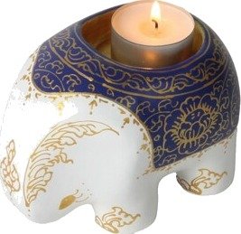 Aumi Collection Elefantlysestake 9 cm Blå/hvit