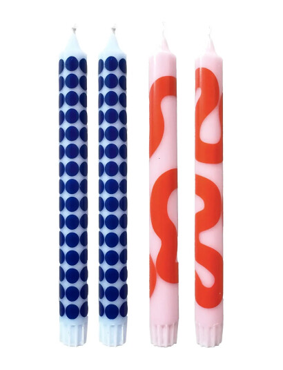 Studio About Candles Rose/Light Blue Multi/patterned H:24CM Studio About Candles Rose/Light Blue Multi/patterned H:24CM