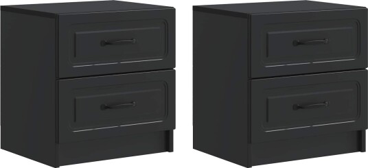 Nattbordskap 2 pcs Svart 43 x 34,5 x 44,5 cm Konstruert tre