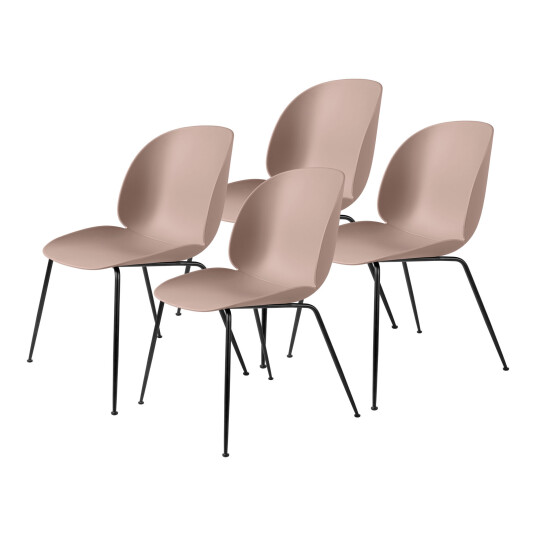 Gubi Beetle Dining Chair Conic Base Uten Trekk 4-Pakning Sweet Pink / Black Gubi Beetle Dining Chair Conic Base Uten Trekk 4-Pakning Sweet Pink / Black
