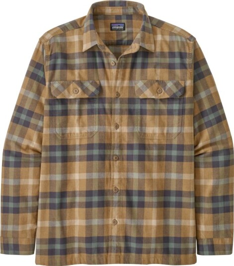 Patagonia Men's Long Sleeved Organic Cotton Midweight Fjord Flannel Shirt Brun M Man