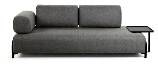 Kave Home Compo 3-pers. sofa m. stor bakke, Mørkegrått stoff 1606080-01-0 1596034-04-0