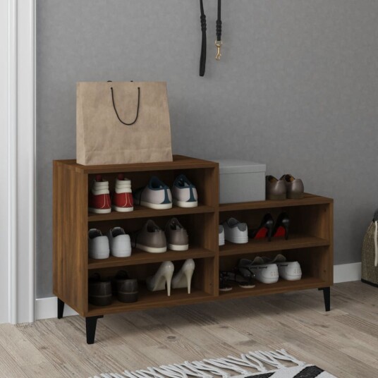 vidaXL Skoskap brun eik 102x36x60 cm konstruert tre vidaXL Skoskap brun eik 102x36x60 cm konstruert tre