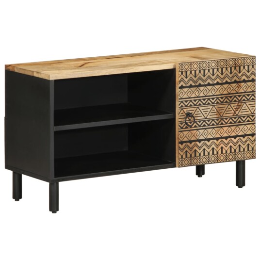 TV benk svart 80x33,5x46 cm grovt heltre mangotre