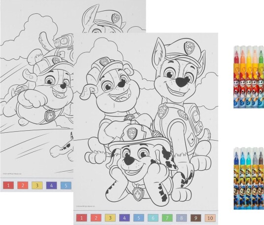 Paw Patrol Fargelegg Etter Tall Inkl. 10 Tusjer