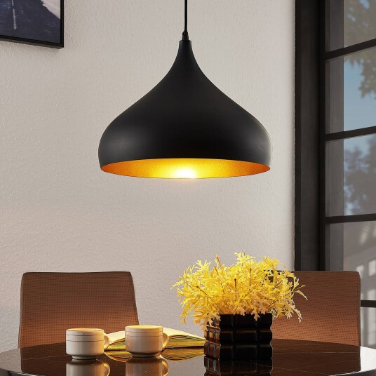 Lindby hengelampe Ritana sett med 2 stk svart-gull metall E27
