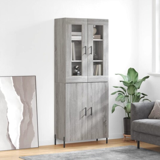vidaXL Highboard grå sonoma 69,5x34x180 cm konstruert tre 8720845476458