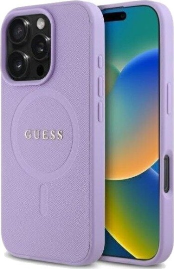 GUESS Saffiano MagSafe deksel til iPhone 16 Pro - lilla