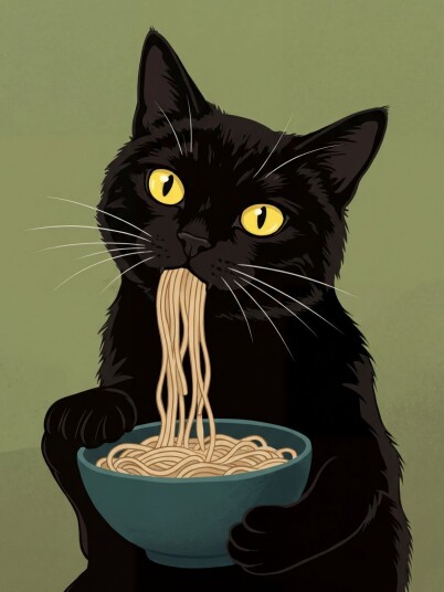 Namly Design Plakat Katt med Nudler POSTERC2TTSD