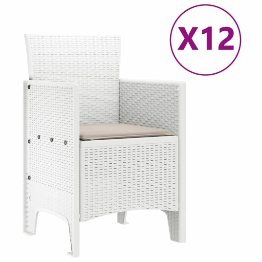 Hage Spisegruppe 13 pcs Hvit og lys grå 300 x 100 x 73 cm Hage Spisegruppe 13 pcs Hvit og lys grå 300 x 100 x 73 cm