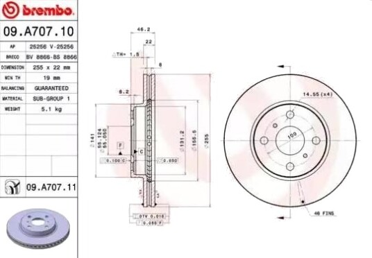Bremseskive BREMBO 09.A707.11 Bremseskive BREMBO 09.A707.11