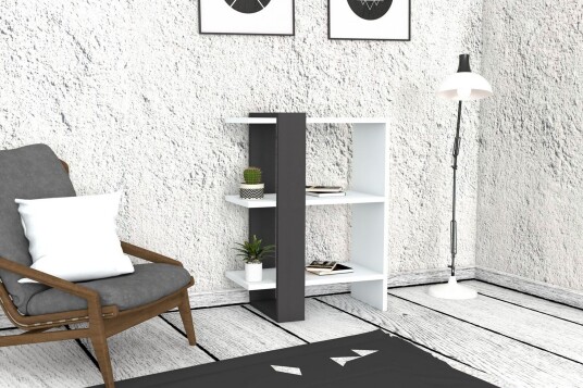 Bokhylle Tasneem 52 cm Hvit|Grå