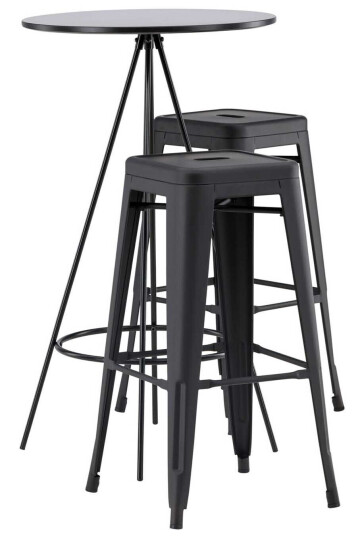 Venture Design Bistro & Tempe bargruppe Svart/svart 2 stoler & bord 60 cm