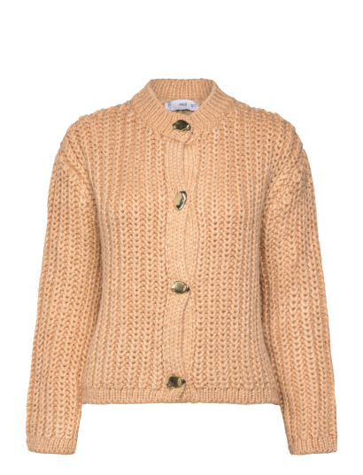 Mango Chunky-Knit Cardigan With Jewel Buttons - Beige - L Mango Chunky-Knit Cardigan With Jewel Buttons - Beige - L