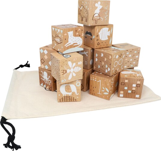 NORDIC PLAY Nature Wooden blocks in beech 16 pcs. Nature