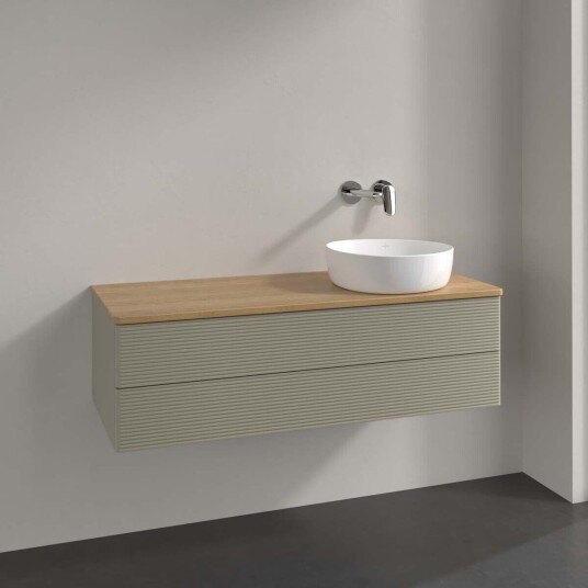 Villeroy & Boch Antao Servantskap med 2 skuffer 120x50x36 cm m/lys Steingrå/Eik Villeroy & Boch Antao Servantskap med 2 skuffer 120x50x36 cm m/lys Steingrå/Eik