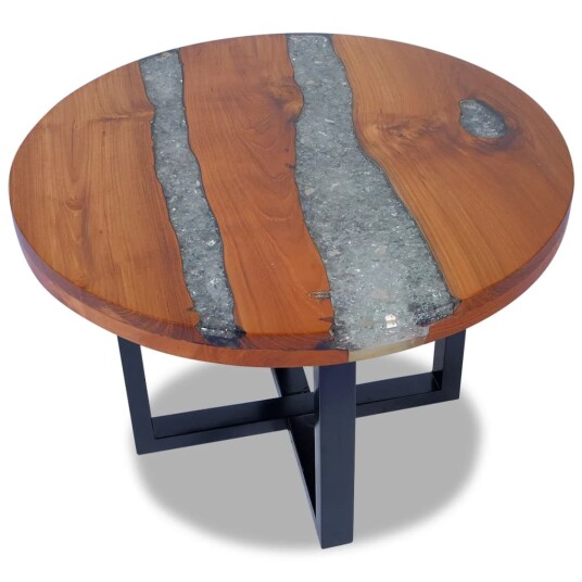 vidaXL Salongbord Teak Harpiks 60 cm