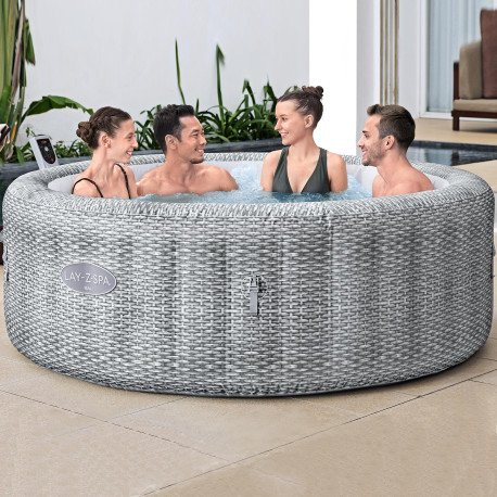 Lay-Z-Spa Bali 6 Grey Rattan 196x71cm Oppblåsbart Bestway Lay Z Spa Boblebad