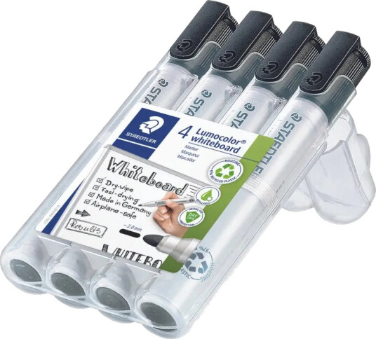 Whiteboardmarker Staedtler Lumocolor® 351, Sort, Rund, 2 Mm - Etui Med 4 Stk.