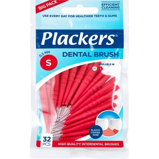 32 stk. Mellomromsbørster Plackers Dental Brush mm ISO 2 RØD 32 stk. Mellomromsbørster Plackers Dental Brush mm ISO 2 RØD