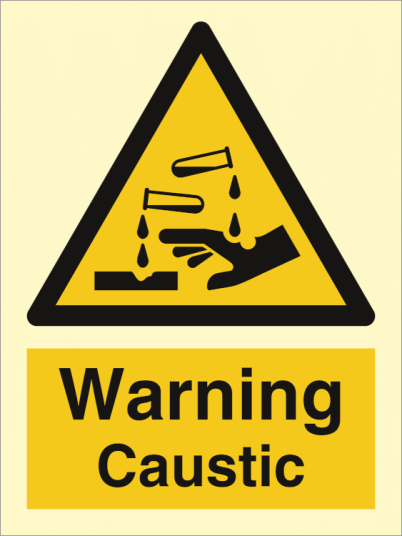 Jo Safety Danger Caustic Photoluminescent Rigid PR NM 200 x 150 mm IMO 107047PRNM