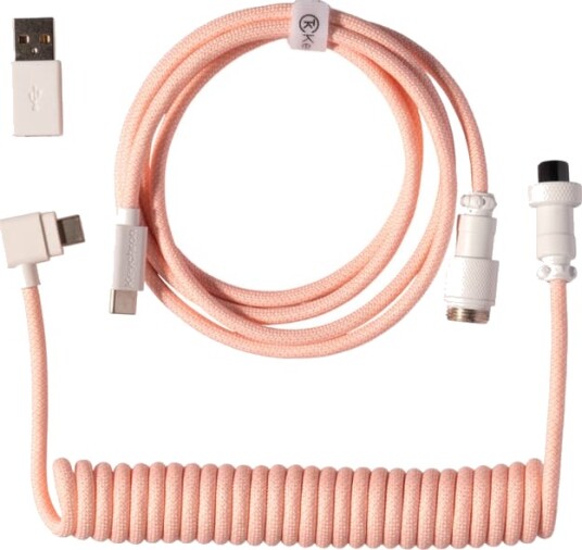 Keychron Coiled Aviator Angled 8K USB kabel (Lys Rosa)