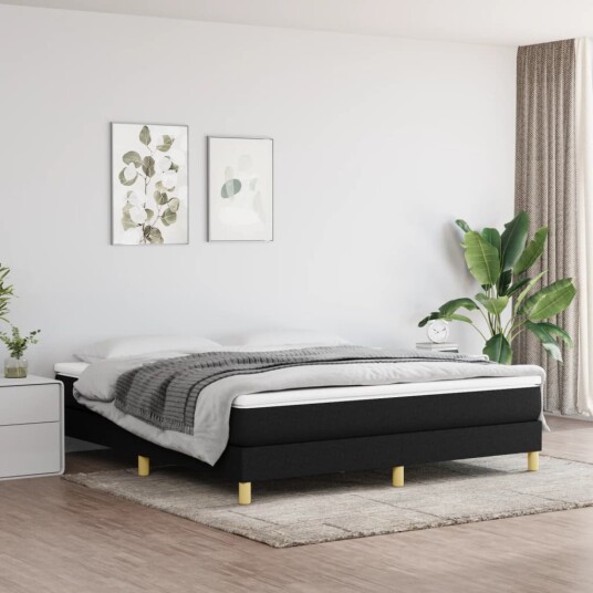 Boxspring sengeramme boksfjær svart 180x200 cm Super King stoff Boxspring sengeramme boksfjær svart 180x200 cm Super King stoff