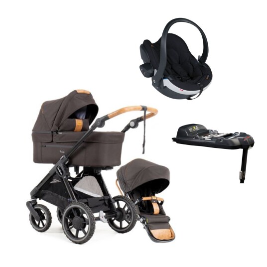 Emmaljunga Barnevognpakke Komplett Emmaljunga Sento Pro Ergo Outdoor Brown + Besafe iZi Go Modular X2 Ink. Base