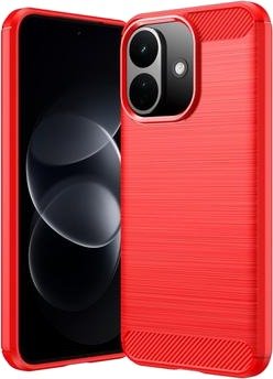 Xiaomi Redmi Note 17 Pro børstet TPU-deksel - karbonfiber - rød