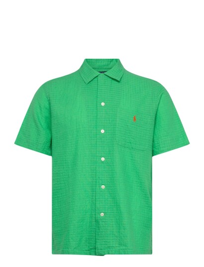 Polo Ralph Lauren Classic Fit Linen Blend Seersucker Shirt   Green   XS