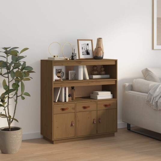 vidaXL Highboard honningbrun 100x40x108,5 cm heltre furu