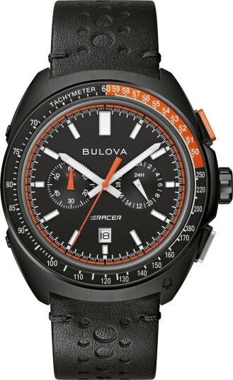 Bulova Herreklokke 98B428 Racer Sort/Lær Ø42 mm