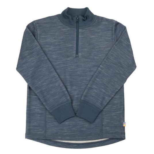 Joha Kids ull/bambus trøye med zip dark denim 100 Joha Kids ull/bambus trøye med zip dark denim 100