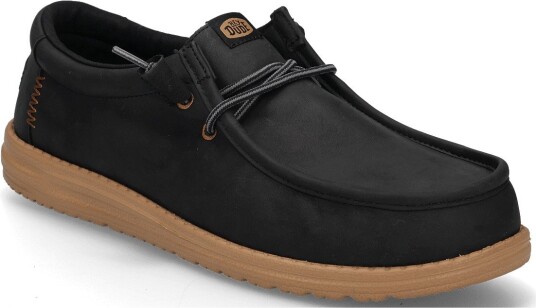 Hey Dude Wally Full Grain Leather BLACK/TOBACCO BROWN 42