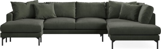 Menard 4 seters Høyrevendt Stor U formet Dyp Sofa med Divan og Sjeselong i Manchester Mørk grønn