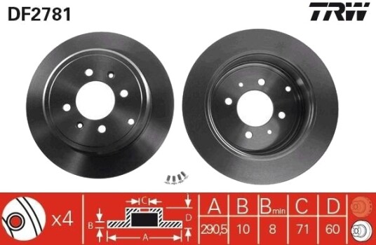 Bremseskive TRW DF2781 Bremseskive TRW DF2781