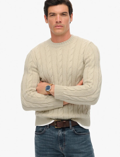 Superdry Jacob Cable Jumper   CreaM