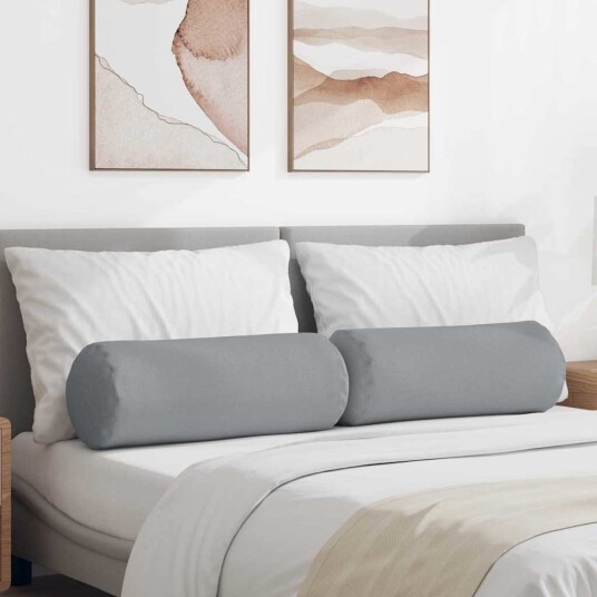 Bolster puter 2 pcs Lysegrå Ø 25 x 70 cm stoff