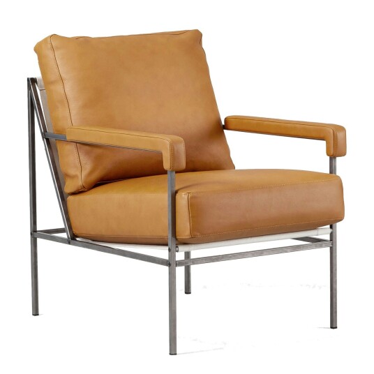 Jonas Ihreborn Seventy Five Lenestol Skinn Challenger Brandy / Beige Lerret