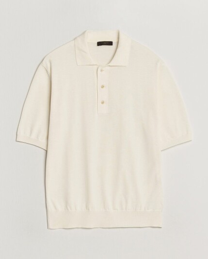 Zanone Knitted Cotton Polo Off White Zanone Knitted Cotton Polo Off White
