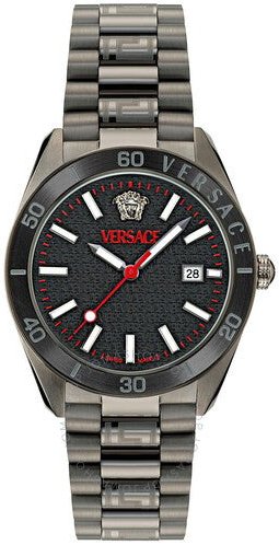 Versace Herreklokke VE8E00724 V Dome Sort/Stål Ø42 mm Versace Herreklokke VE8E00724 V Dome Sort/Stål Ø42 mm