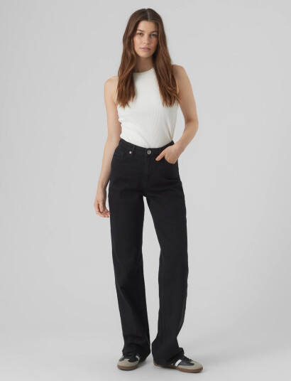 Vero Moda Vmtessa Hr Wide Jeans Ra118 Ga Noos   Black   26 x 30