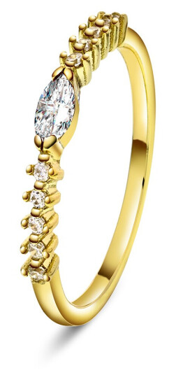 Pan Jewelry, Ring i 925 forgylt sølv med hvit zirkonia, størrelse S