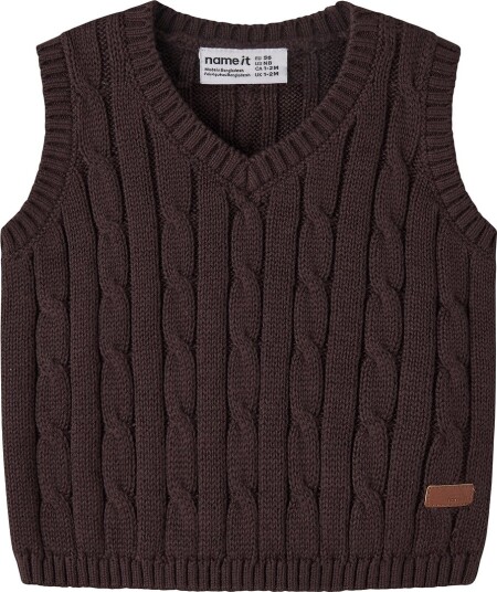 Name It Vest   Strikk   NBMRAFFAT   Chocolate Plum   Name It   74   Vest   Brun