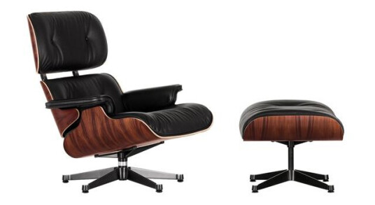 Vitra Vitra Eames Lenestol Santos i Palisander/ Sort Skinn med Fotskammel